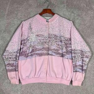 Vintage Artisans Sunschein Designs Women's Large Pink Bunny Rabbit Sweatshirt